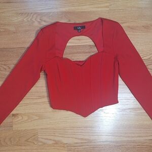 💎 NWT Lulu's Red Long Sleeve Corset/ Crop Top